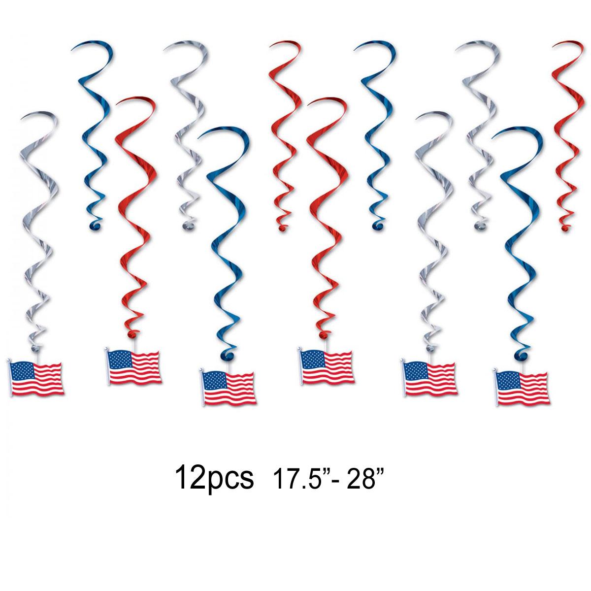 American Flag Whirls (12pc) by Beistle 53602 available here at Karnival Costumes online party shop