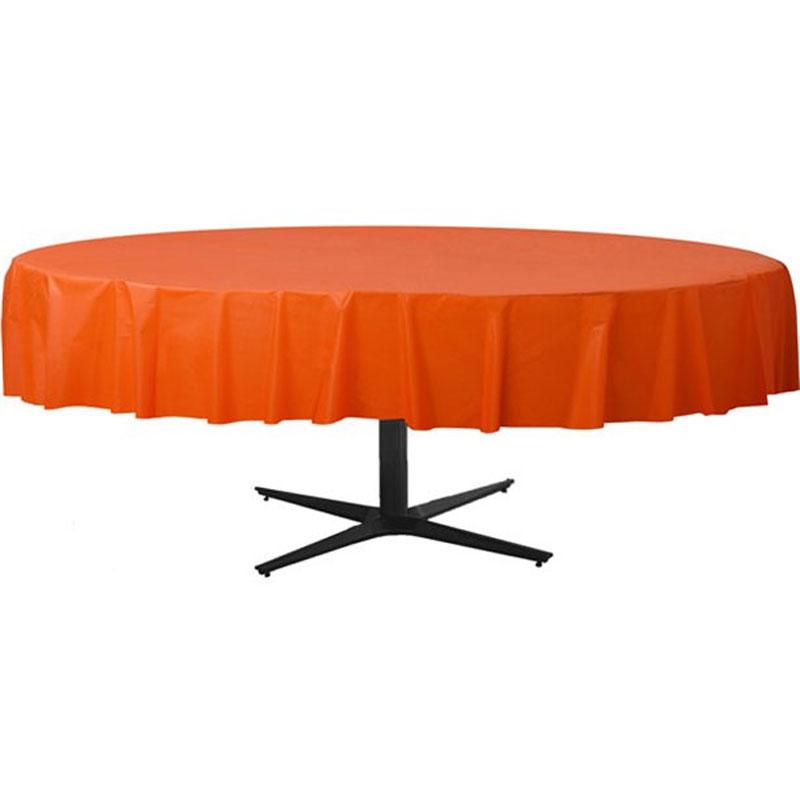 213cm Round Orange Peel Plastic Tablecover by Amscan 77018-05 available here at Karnival Costumes online party shop