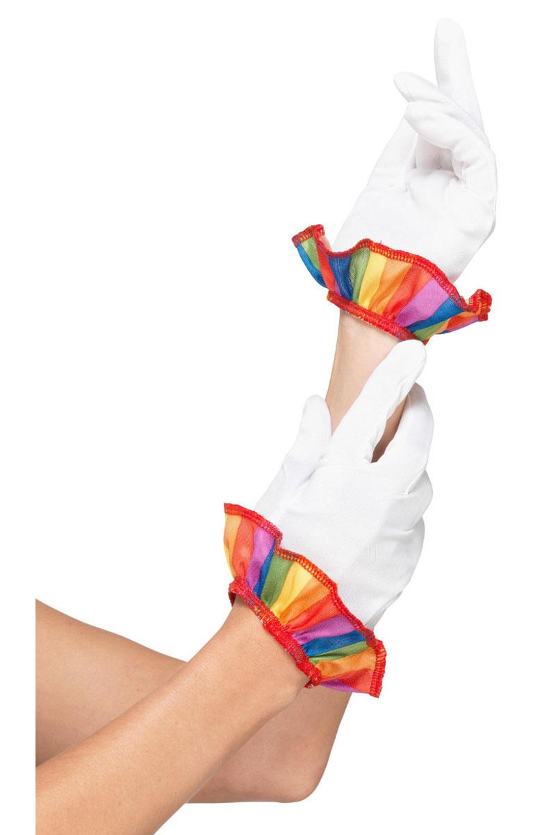 Rainbow Trim Clown Gloves by Smiffy 47506 available here at Karnival Costumes online party shop