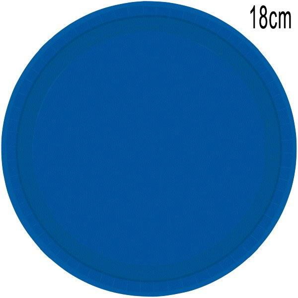 Bright Royal Blue Paper Dessert Plates 18cm - 8pk by Amscan 54015-105 available here at Karnival Costumes online party shop