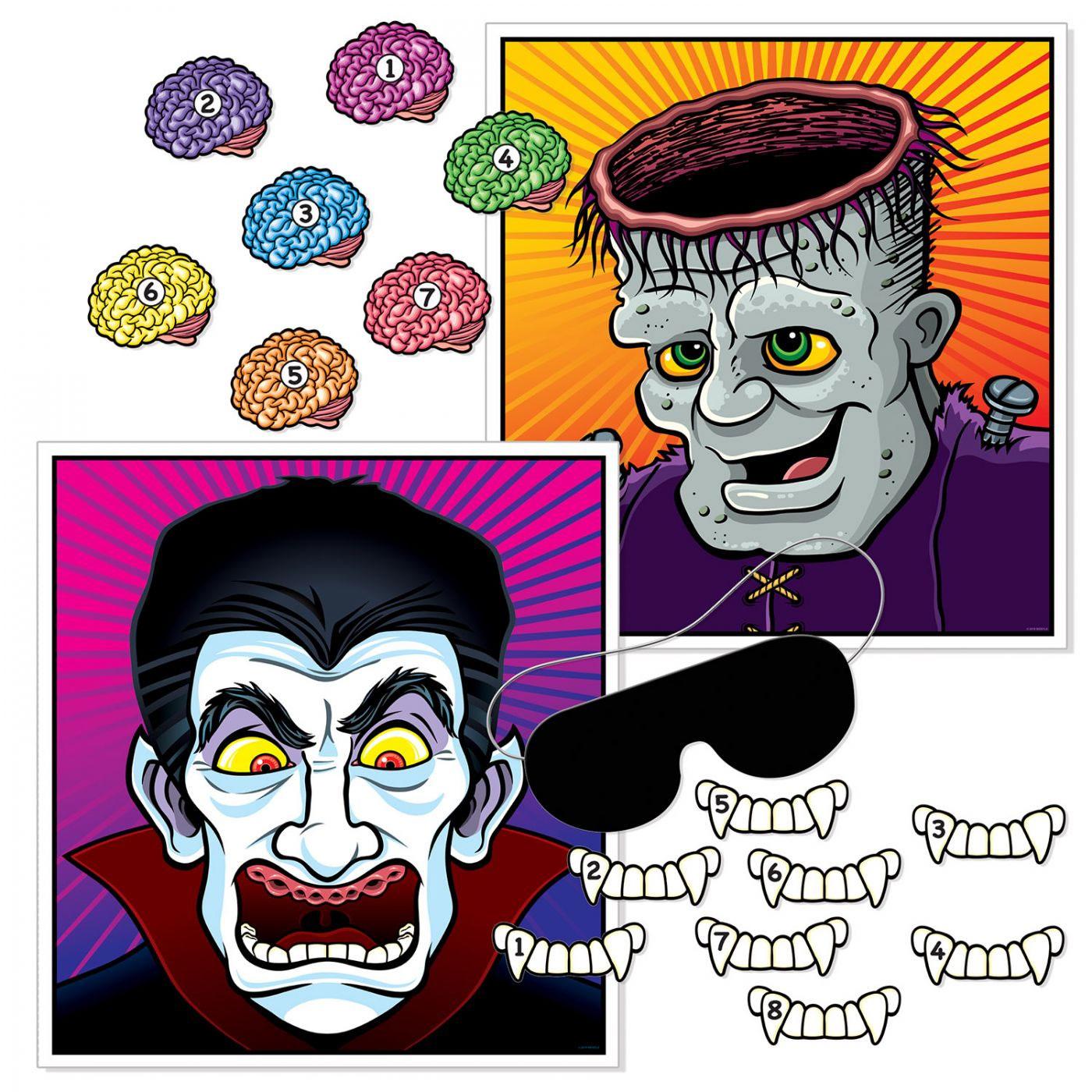 Halloween Party Games. Pin the Brain and Vampire's Teeth two game pack by Beistle 00445 available here at Karnival Costumes online party shop