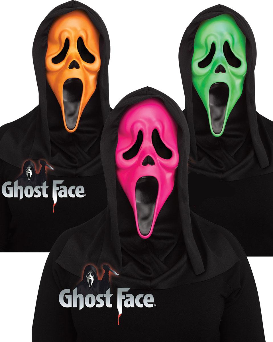 Ghost Face®  Fluorescent Mask in Apple Green, Hot Pink or Orange by Fun-World 9207 available in the UK here at Karnival Costumes online Halloween party shop