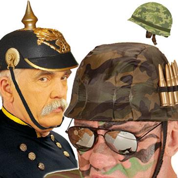 Military army helmets and caps fancy dress costume hats. Army character helmets in a range of styles and designs available here at Karnival Costumes online party shop