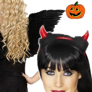 Halloween wings, halos and horns for adults and children available here at Karnival Costumes online Halloween party shop