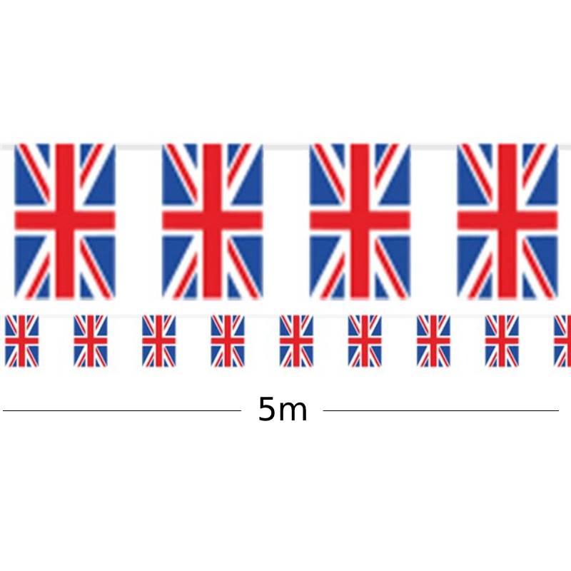 5m length of plastic Union Jack Flag Bunting with 10 flags by Amscan 9913040 available here at Karnival Costumes online party shop