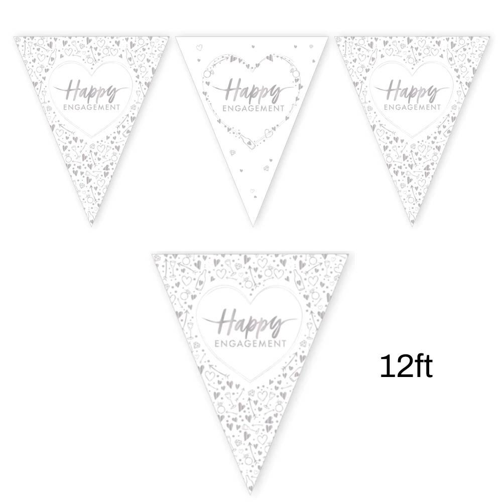 12ft Happy Engagement Hot Foil Stamped Pennant Banner by Creative Party J047 available here at Karnival Costumes online party shop
