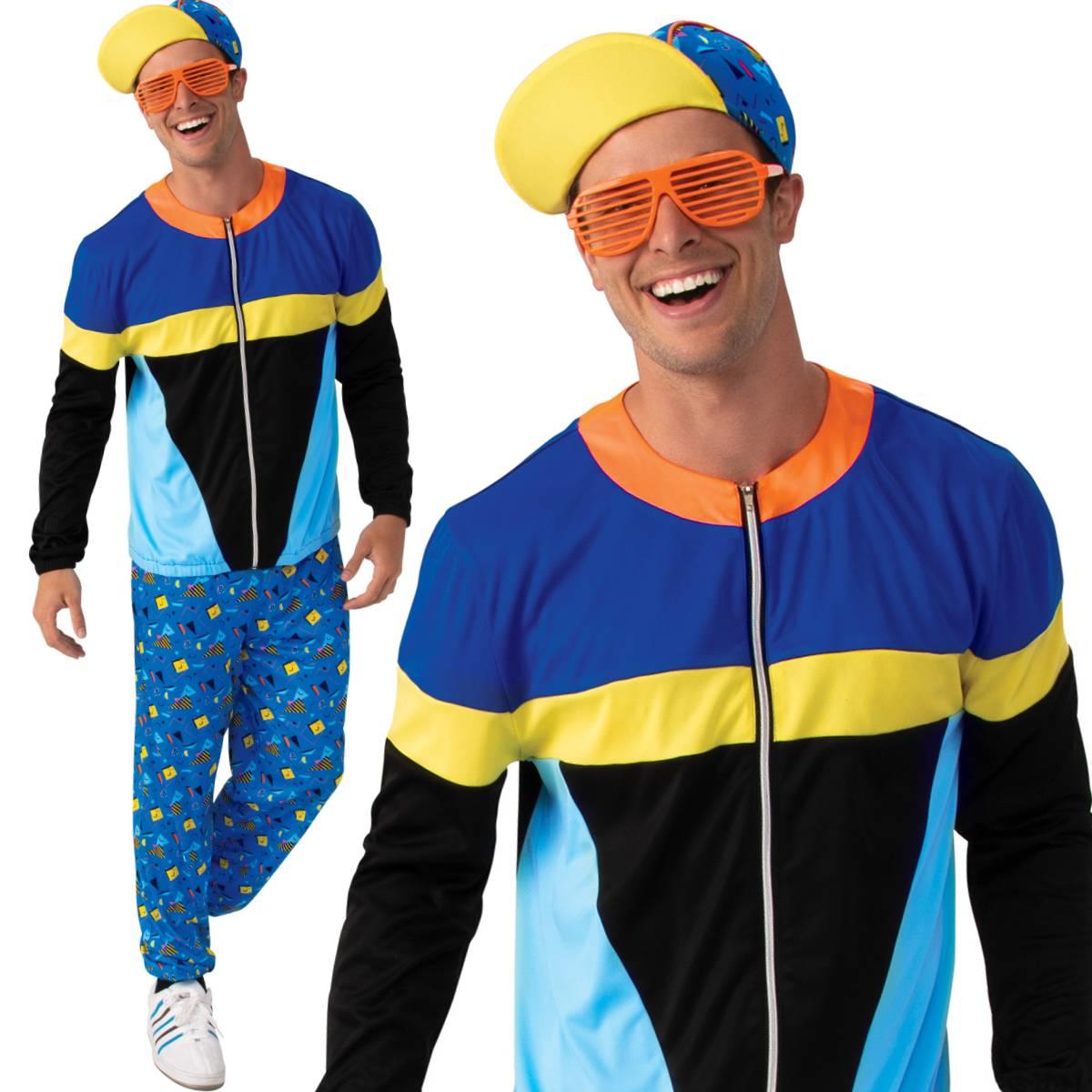 90s Tracksuit Costume for Men with Top, Trousers and Hat AF153 available here at Karnival Costumes online party shop