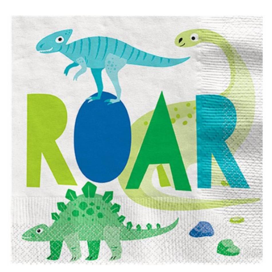 Dino-Roar Party Paper Napkins by Unique 73882 available here at Karnival Costumes online party shop