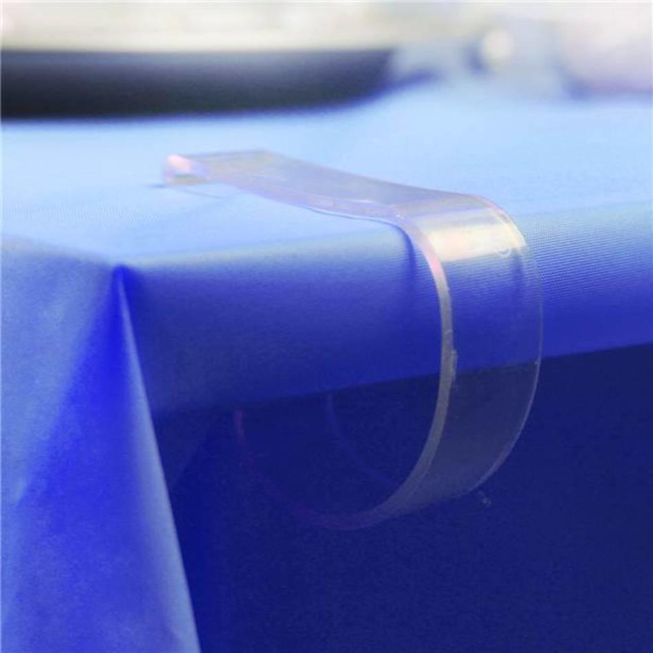 Lifestyle shot of our clear plastic table cover clips pk4 by Amscan 34008 available here at Karnival Costumes online party shop