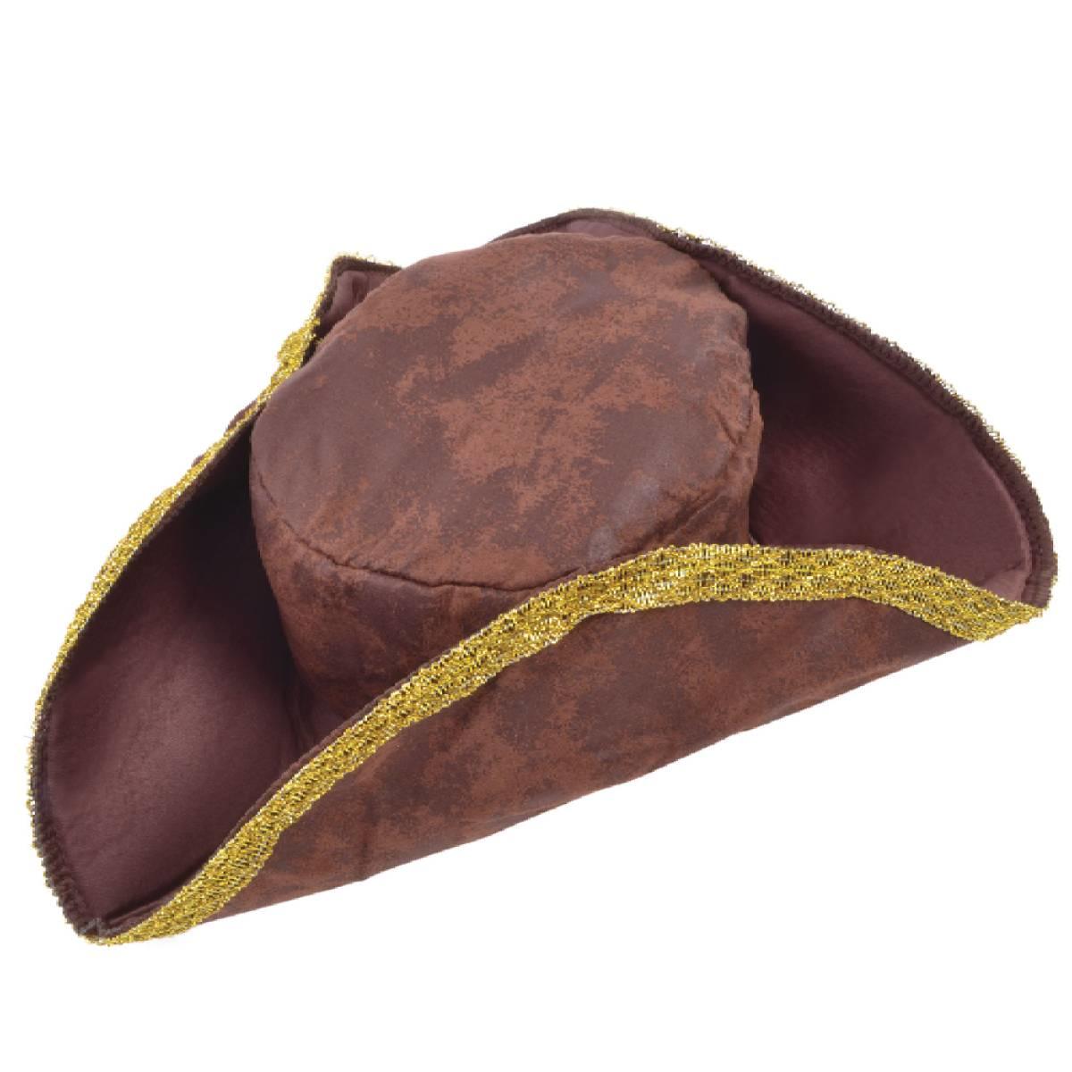 Distressed and Crumpled Suede Caribbean Pirate Hat for Adults in Brown BH418 available here at Karnival Costumes online party shop