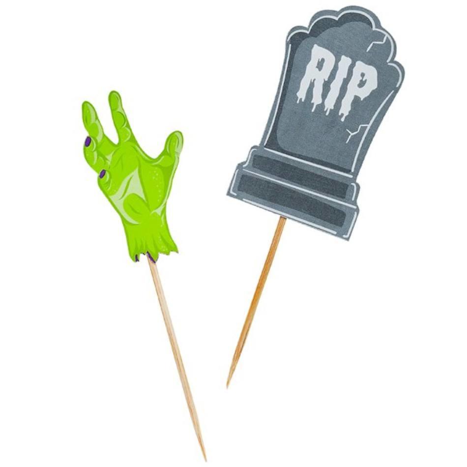Halloween Graveyard Cake Picks pk12 by Club Green HBSG109 available here at Karnival Costumes online Halloween party shop
