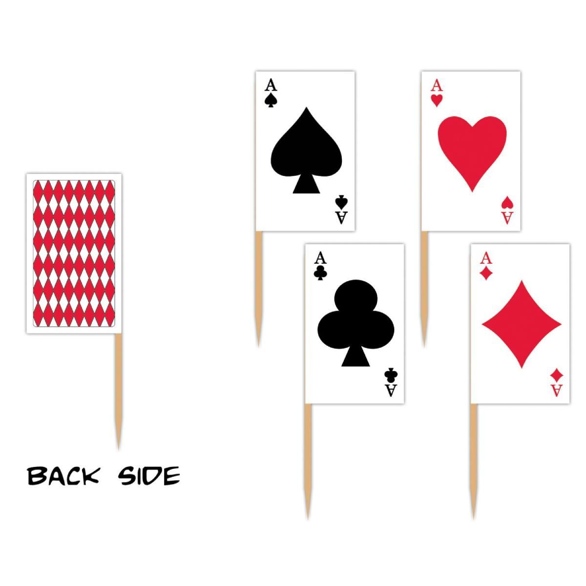 Super playing card sandwich or party pick in pack 50pc by Beistle 60099 available in the UK here at Karnival Costumes online party shop