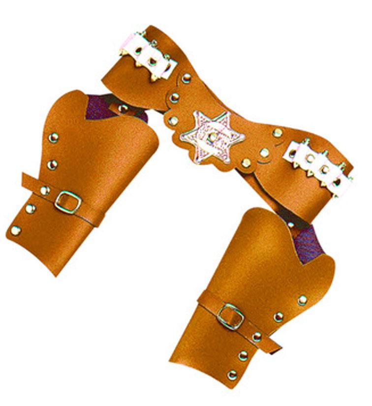 Wild West Adult Cowboy Double Pistol Holsters in either black or brown (shown) by Widmann 85021 / 85022 available here at Karnival Costumes online party shop