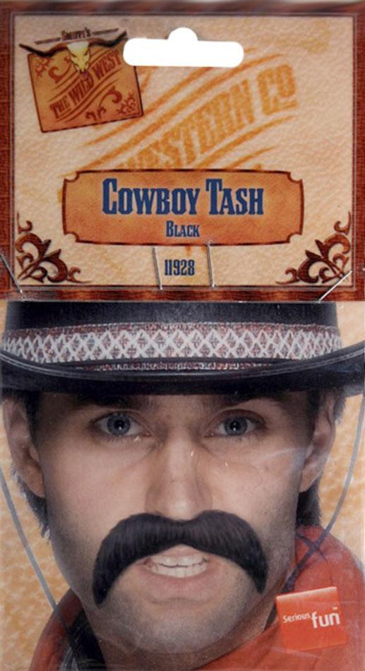 Cowboy's fake moustache in black - self adhesive 11928 available from Karnival Costumes