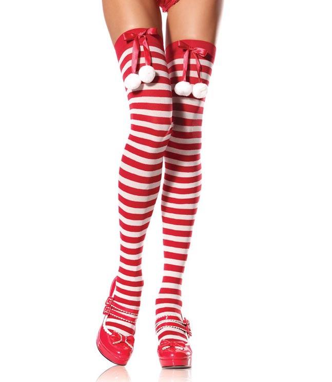 Leg Avenue Christmas Stockings with Pom Poms