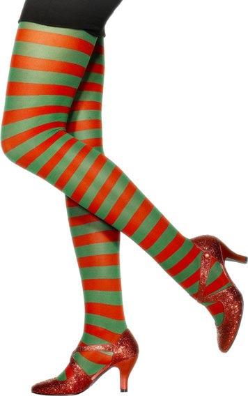 Striped Tights - Red and Green