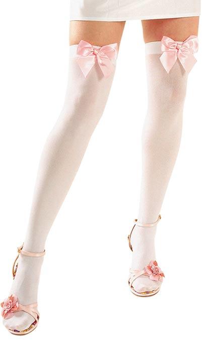 White Stockings with Pink Satin Bows