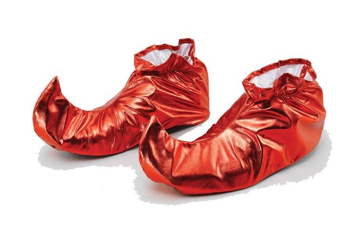 Red Metallic Jester Shoe Covers BA628 available here at Karnival Costumes online party shop