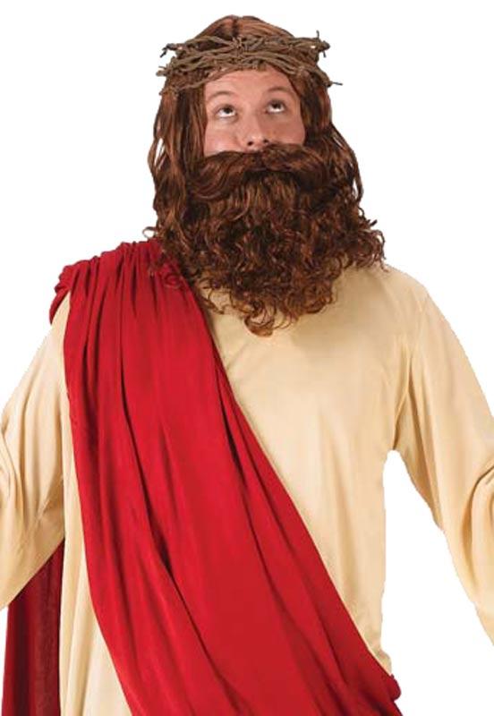 Jesus or prophet costume by Fun World 5436 includes wig and beard plus crown of thorns as well as the costume - available here at Karnival Costumes online party shop