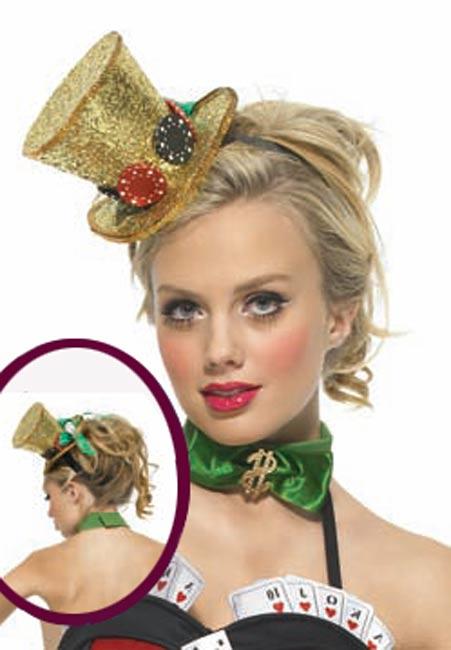 Leg Avenue Mini Top Hat - Gold with Dice and Bow