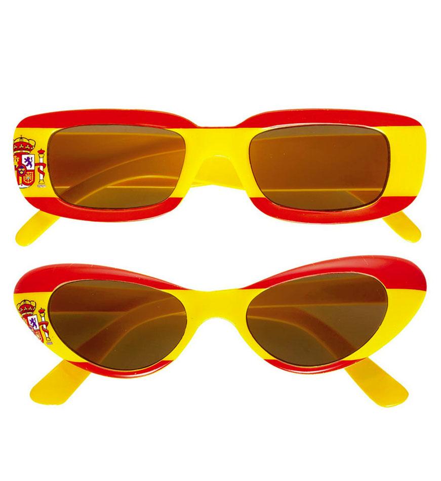 Spain Glasses Spanish Flag Sunglasses in square or pointed frames by Widmann 6651S available here at Karnival Costumes online party shop