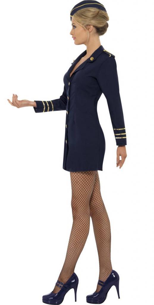 Side View of our Flight Attendant or Pilot Fancy Dress Costume for Ladies at Karnival Costumes