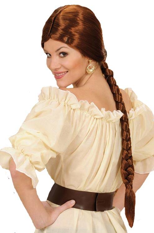 Castle Beauty Lady's Brown Wig with Plait by Widmann R0726 available here at Karnival Costumes online party shop