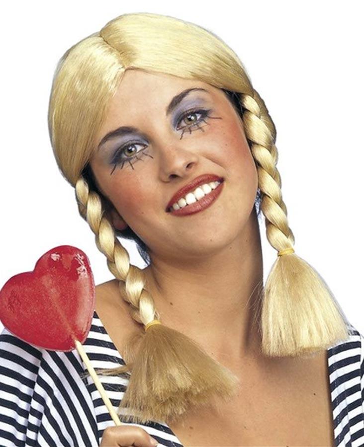 Wendy Wig Lady's Blonde Wig with Plaits by Widmann W6072 available here at Karnival Costumes online party shop