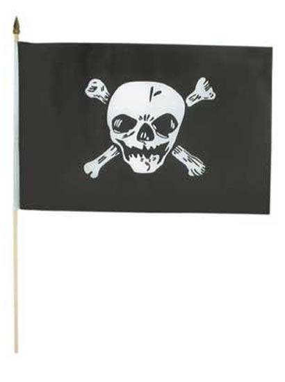 Pirate Flag on Wooden Pole - 18" high with 12" Flag
