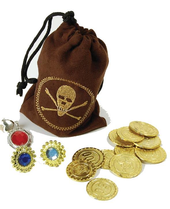 Pirate Drawstring Bag - with Coins and Jewellery