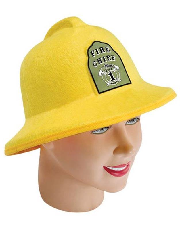 Fireman's Helmet in Yellow Felt by Bristol Novelties BH496 available here at Karnival Co0stumes online party shop