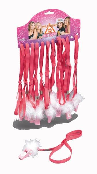 Pink Whistle decorated with White Marabou Fur GJ381 / 30146 available here at Karnival Costumes online party shop