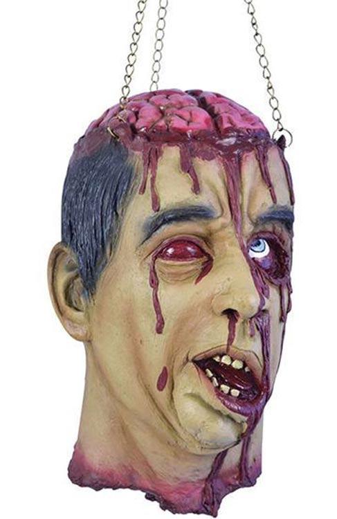 Decapitated Hanging Head and Brain - Halloween Props