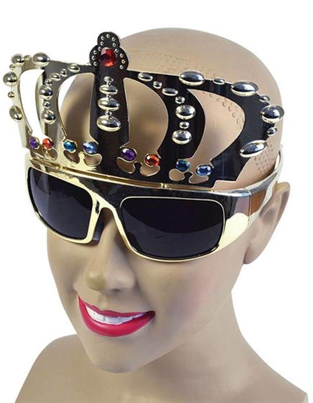 Gold Crown Glasses with Shaded Lenses by Bristol Novelties BA079 available here at Karnival Costumes online party shop