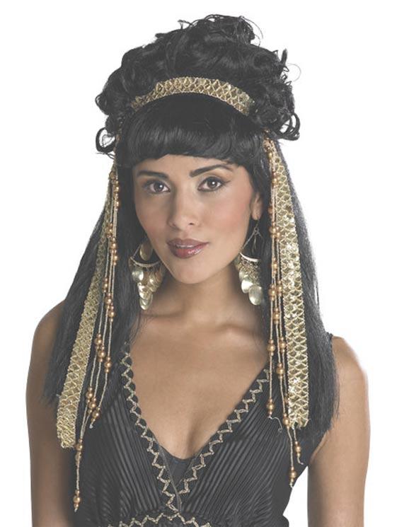 Cleopatra Wig with Gold Trims - Deluxe Egyptian Costume Wigs