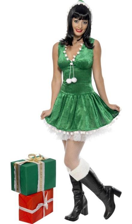 Green Snowdrop Elf - Adult Christmas Costumes and Clubwear