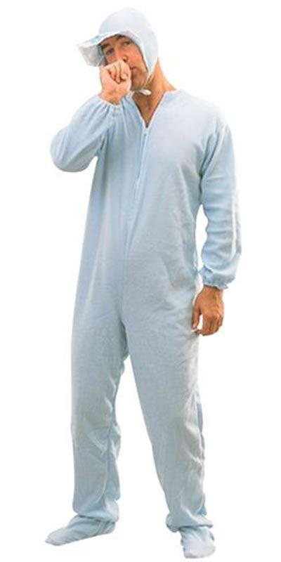 Blue Baby Sleepsuit Costume - Adult Onesie Babygrow