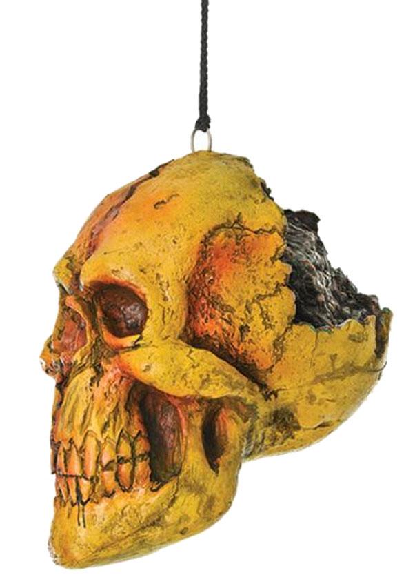 Hanging Broken Skull from a Collection of Halloween Decorations and Props at Karnival Costumes