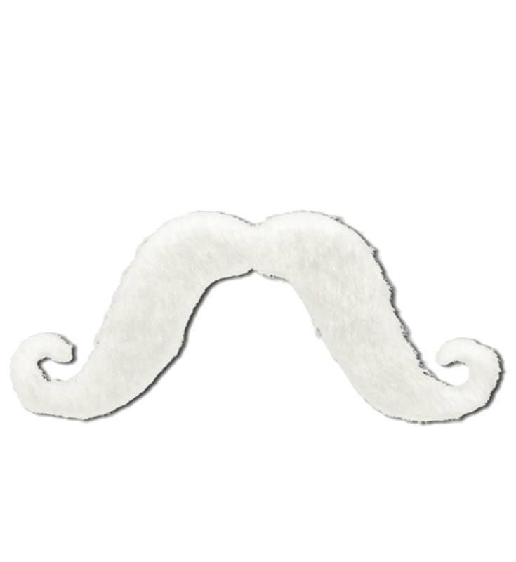Handlebar Moustache in White by Amscan 390122.08 from a huge collection of false moustaches and beards at Karnival Costumes online party shop