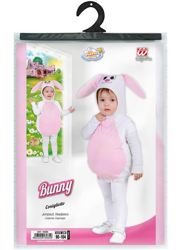 Infants Cute Easter Bunny puffy vest fancy dress with headpiece by Widmann 1898B and available from Karnival Costumes online party shop