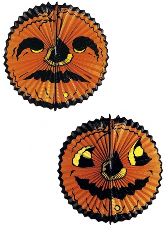 Double Faced Pumpkin Paper Ball Retro Halloween Decoration from Karnival Costumes
