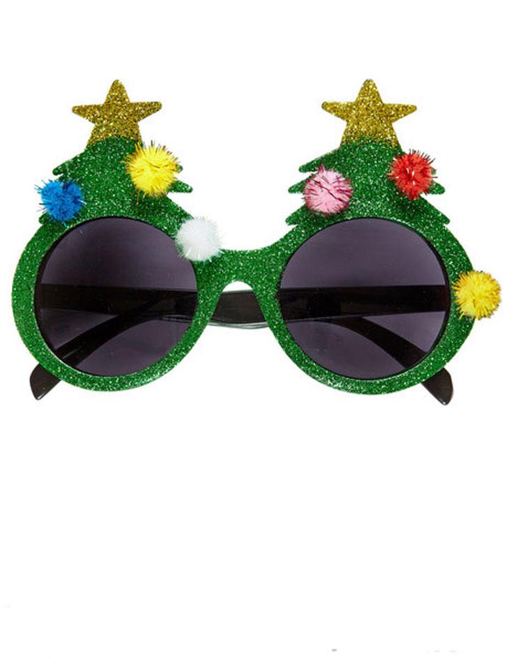 Glitter Christmas Tree Glasses with Baubles by Widmann 14391 available here at Karnival Costumes online party shop