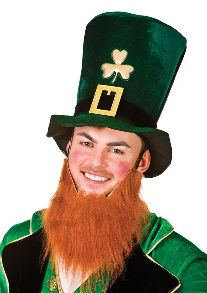 Leprechaun Hat with Ginger Brown Beard by Wicked  AC-9209 available here at Karnival Costumes online party shop