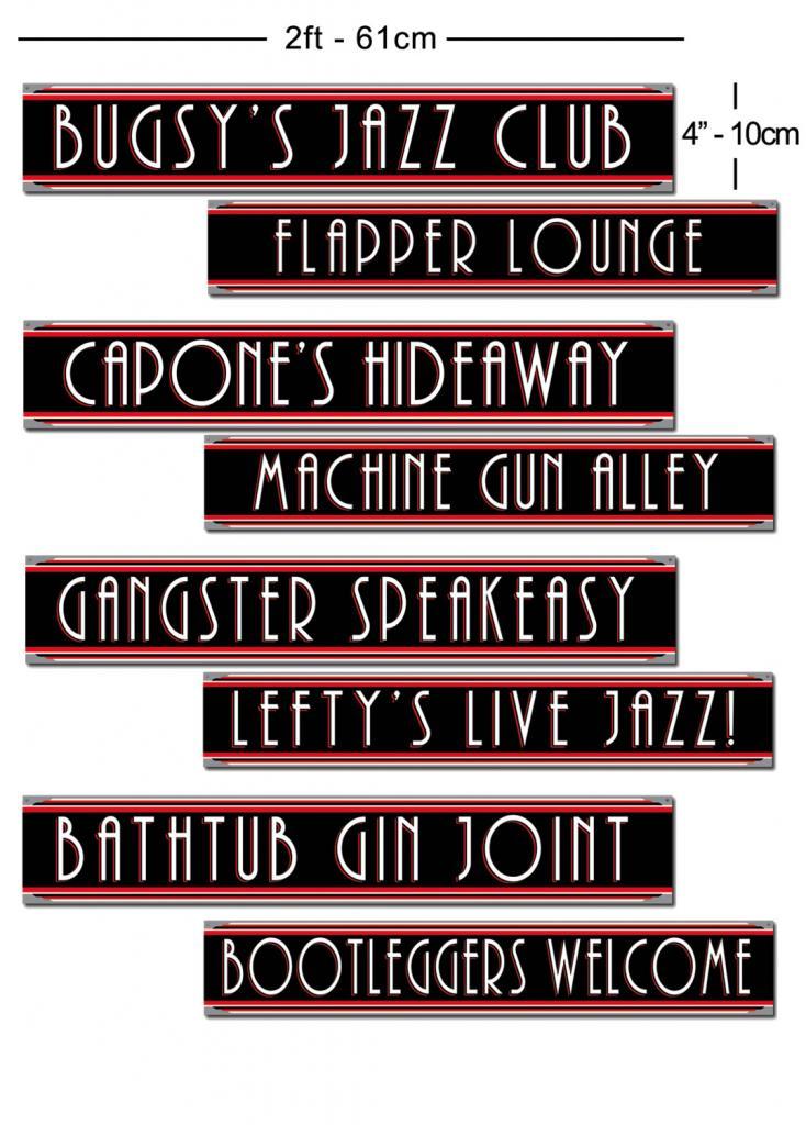 Roaring 20s Gangster Sign Cutouts in a pack of 4 pcs