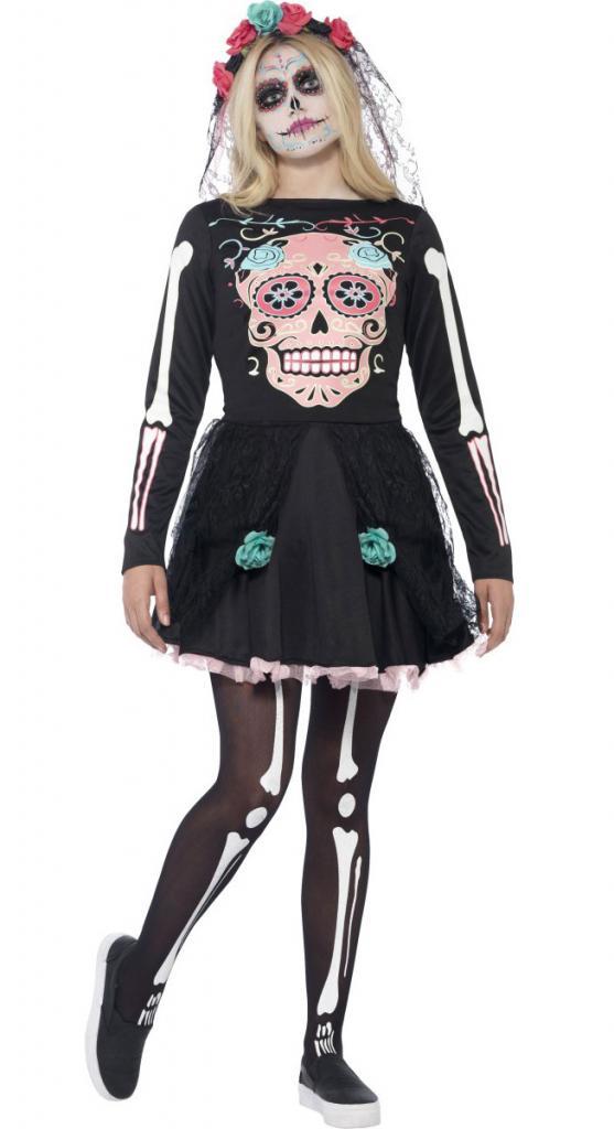 Sugar Skull Sweetie Day of the Dead Fancy Dress Costume by Smiffys 44341 available from Karnival Costumes