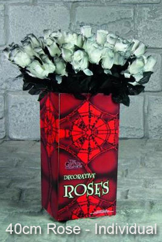 Long Stemmed Grey Rose - Single Rose 40cm tall by Premier Decorations H0142144 and available from Karnival Costumes