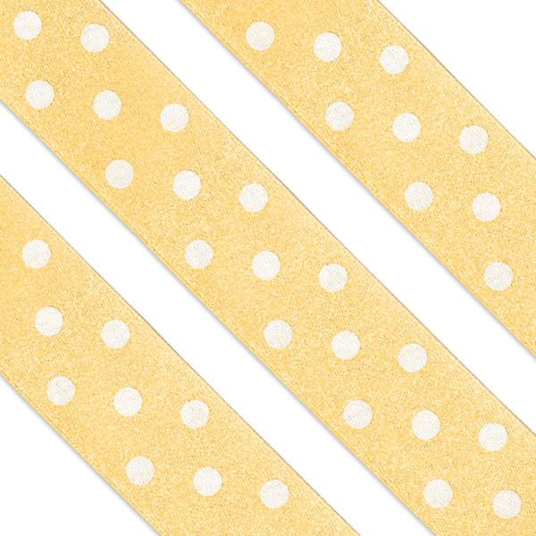 Yellow Dolka Dot Cake Ribbon 1m x 25mm by Anniversary House Bu104 and available from the cake decorating section at Karnival Costumes - so much more than fancy dress!