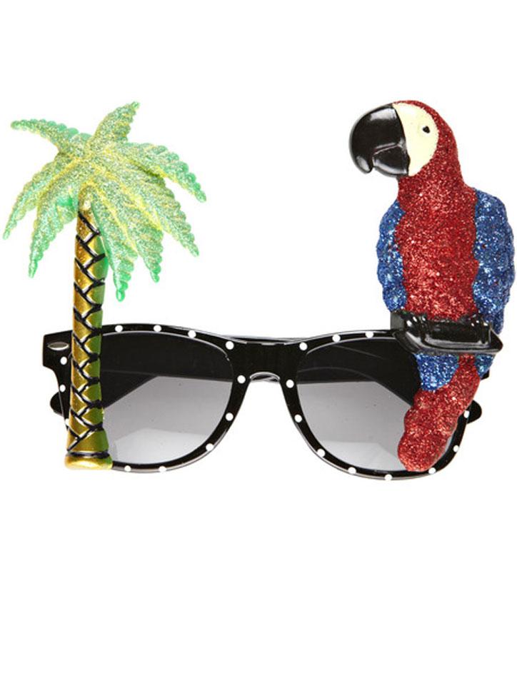 Tropical Sunglasses with Palm Tree and Parrot by Widmann 0349Q available from Karnival Costumes