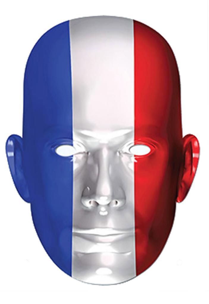 France Flag Card Mask French Flag in blue, red and white by Mask-erade Franc01 available from Karnival Costumes online party shop