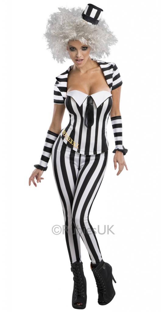 Female Beetlejuice Adult Fancy Dress Costume by Rubies 884865 in xs to large available from Karnival Costumes